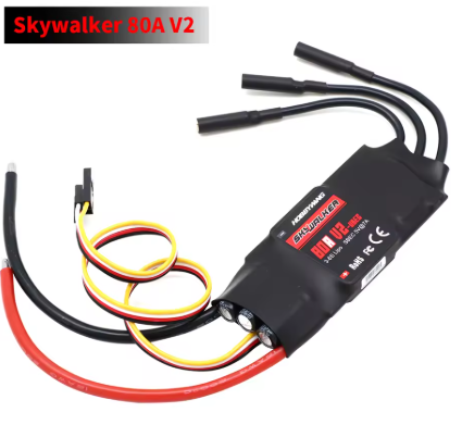 ESC Genuine Hobbywing Skywalker V2 80A UBEC with 4.0mm bullet connectors fitted.