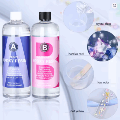 Crystal Clear Epoxy Resin Kit. High Gloss & Bubbles Free Art Resin for Coating and Casting.