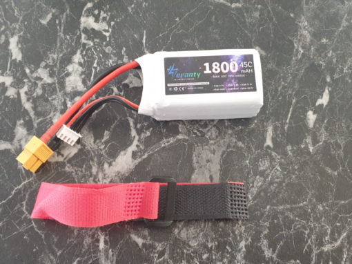 1800 3S 45C LiPo battery with free strap. XT60 plug.