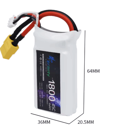 Teranty1800 2S 45-60C Lipo. Every battery is tested before dispatch.