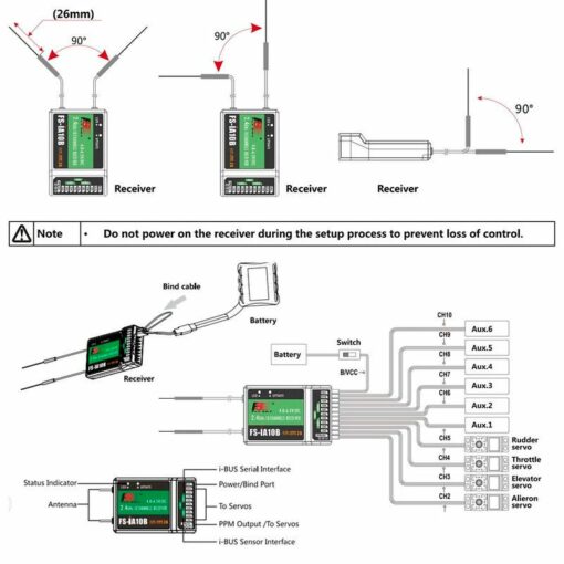 FlySky FS-i6x radio with iA10b Receiver, FREE data cable. - Image 3
